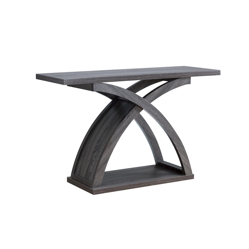 Table console de canapé Denhour DH BASIC grise patinée transitionnelle de 119 cm à 1 étagère