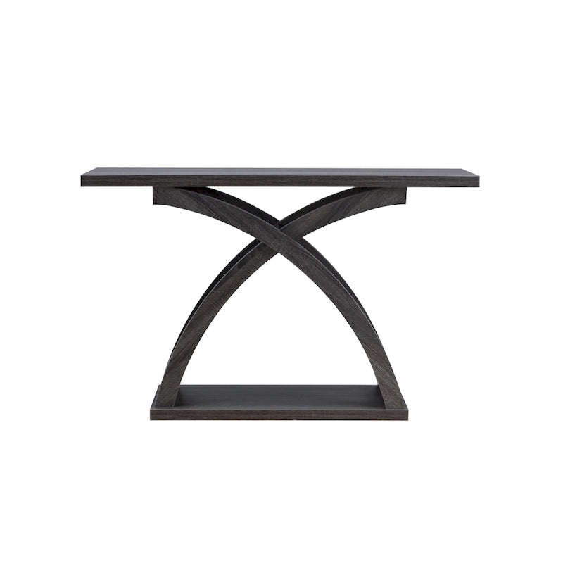 Table console de canapé Denhour DH BASIC grise patinée transitionnelle de 119 cm à 1 étagère