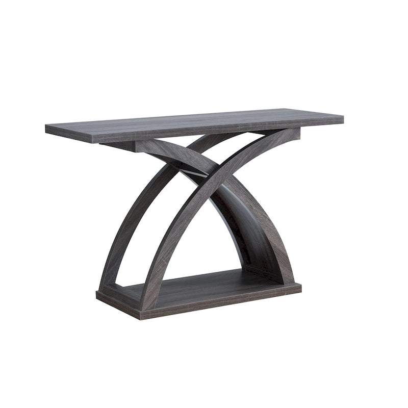 Table console de canapé Denhour DH BASIC grise patinée transitionnelle de 119 cm à 1 étagère