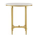 Table d'appoint ovale en métal finition or de Madison Park Signature Bordeaux avec plateau en marbre blanc