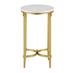 Table d'appoint ovale en métal finition or de Madison Park Signature Bordeaux avec plateau en marbre blanc