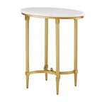 Table d'appoint ovale en métal finition or de Madison Park Signature Bordeaux avec plateau en marbre blanc