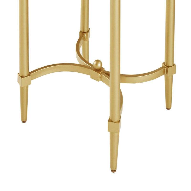 Table d'appoint ovale en métal finition or de Madison Park Signature Bordeaux avec plateau en marbre blanc