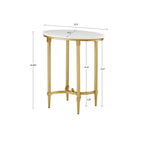 Table d'appoint ovale en métal finition or de Madison Park Signature Bordeaux avec plateau en marbre blanc