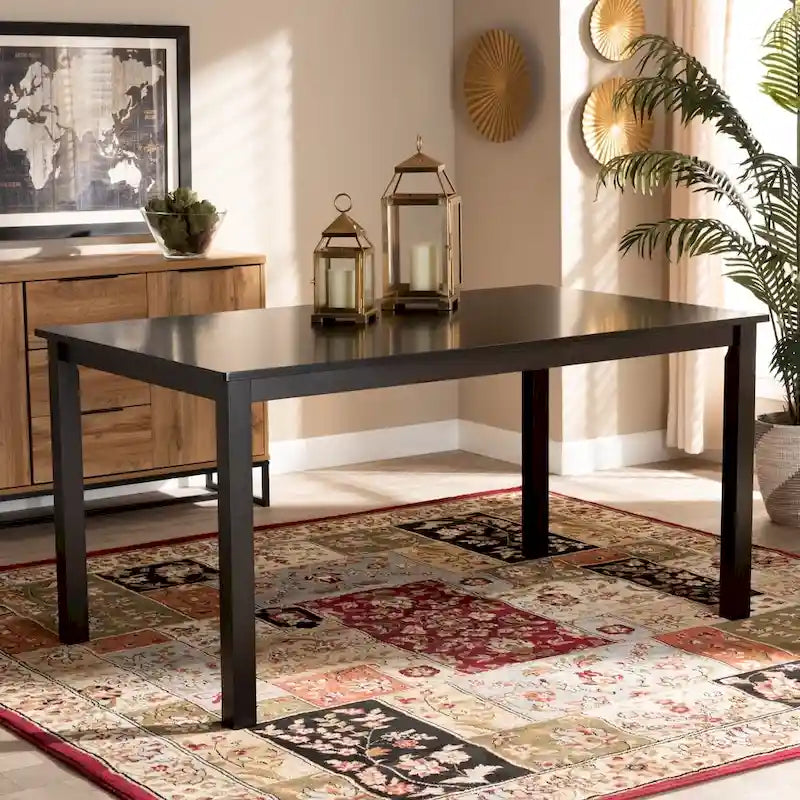Table à manger en bois finition expresso Eveline, style moderne et contemporain