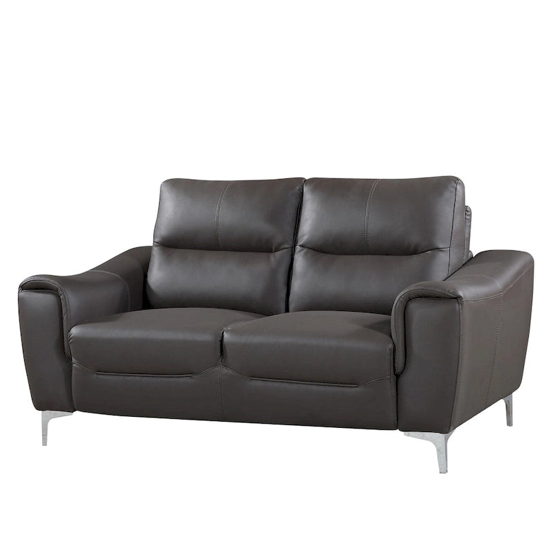 Strick & Bolton Vicente Grey Leather Gel 2-piece Living Room Set