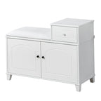 Wooden Shoe Storage Bench Shoe Ottoman Cabinet with Drawer,White