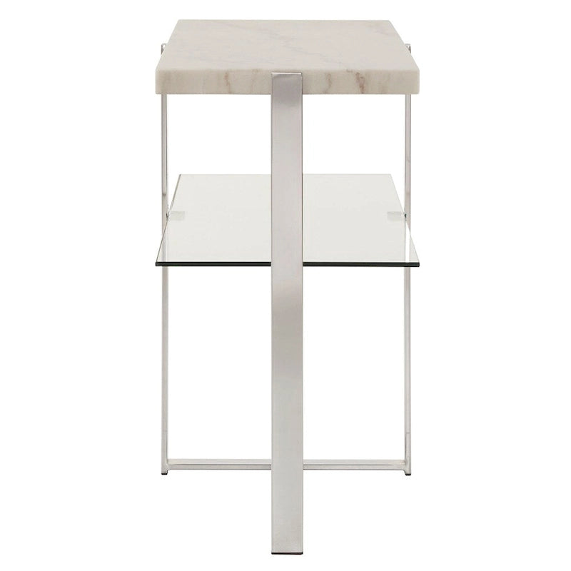 Azel Marble-top Chrome Framed Sofa Table by iNSPIRE Q Modern
