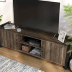 Meuble TV Carson Farmhouse en chêne recyclé 66 pouces à 6 étagères