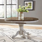 Ensemble table à piédestal Carolina Crossing en miel antique et blanc