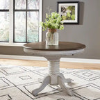 Ensemble table à piédestal Carolina Crossing en miel antique et blanc