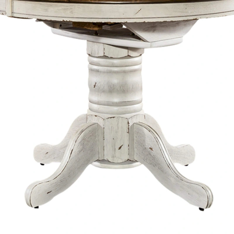 Ensemble table à piédestal Carolina Crossing en miel antique et blanc