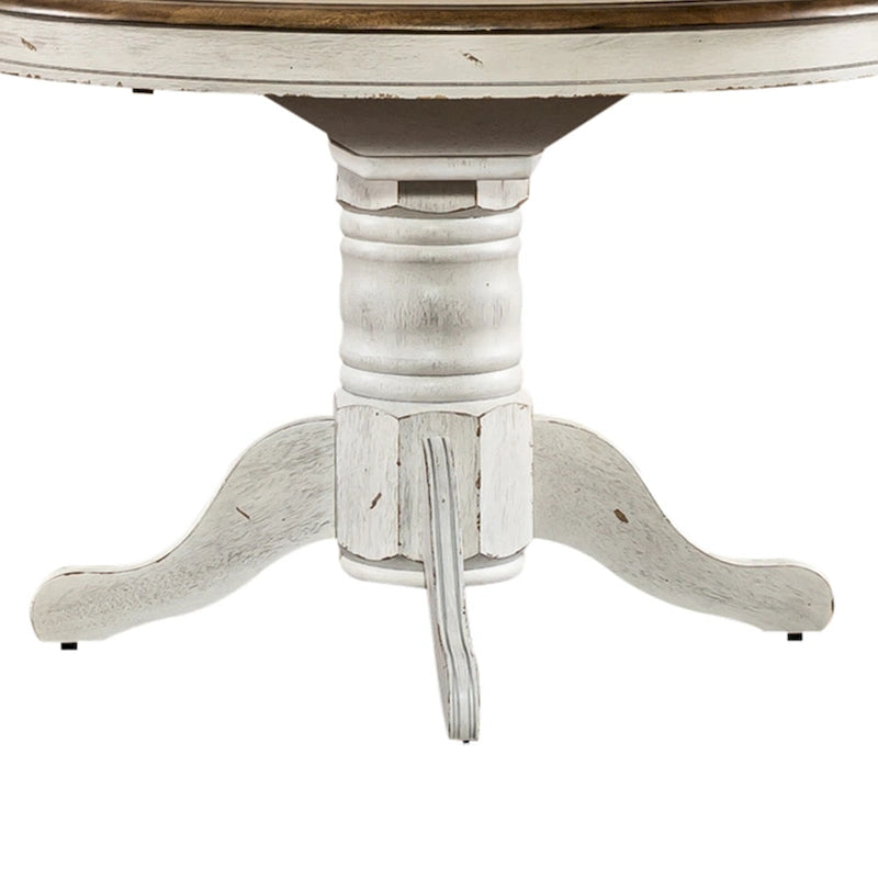 Ensemble table à piédestal Carolina Crossing en miel antique et blanc
