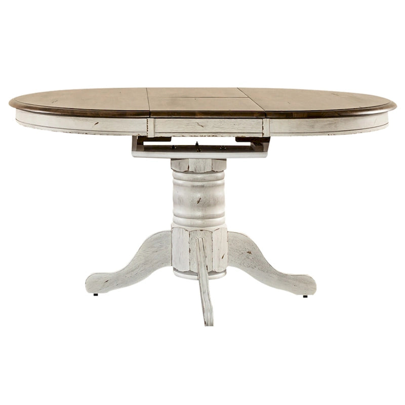 Ensemble table à piédestal Carolina Crossing en miel antique et blanc