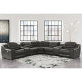 Center Line Dark Gray 7-Piece Power Reclining Sectional - 138.25W x 138.25D x 35H