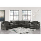 Center Line Dark Gray 7-Piece Power Reclining Sectional - 138.25W x 138.25D x 35H