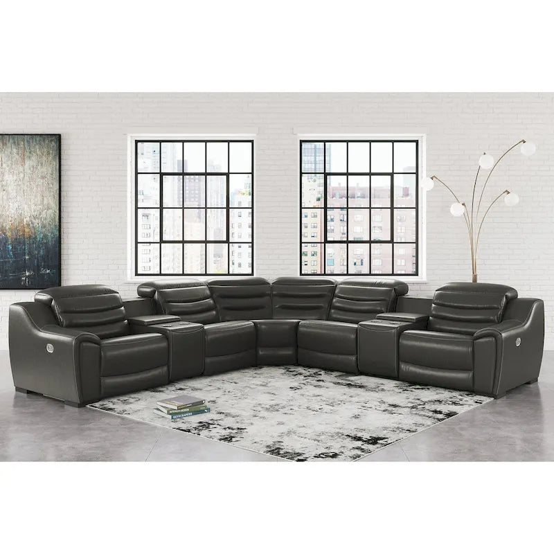  Center Line Dark Gray 7-Piece Power Reclining Sectional - 138.25W x 138.25D x 35H