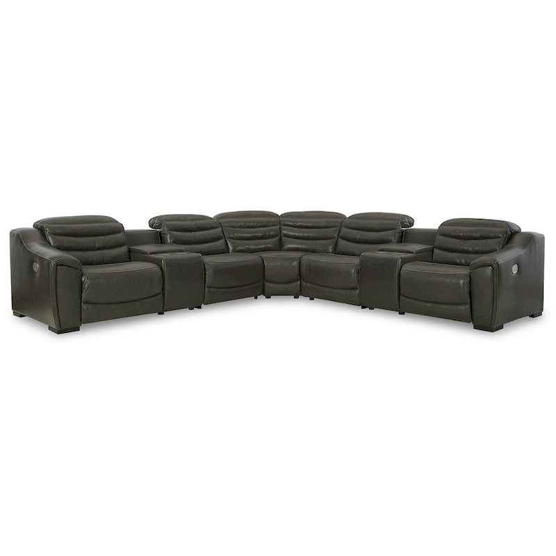 Center Line Dark Gray 7-Piece Power Reclining Sectional - 138.25W x 138.25D x 35H