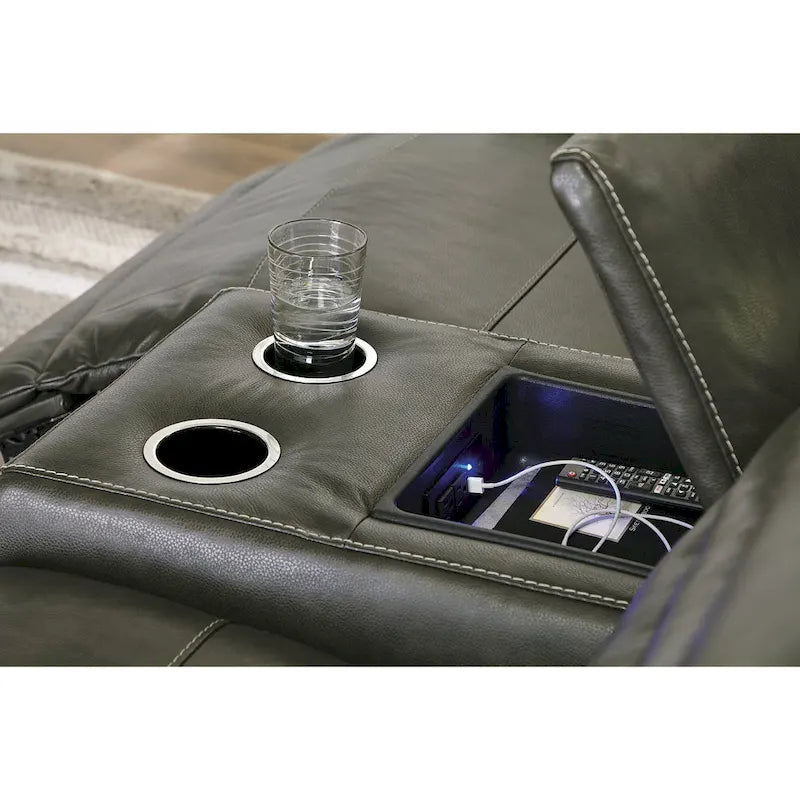 Center Line Dark Gray 7-Piece Power Reclining Sectional - 138.25W x 138.25D x 35H