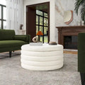 Fuji 36 Boucle Sherpa Round Upholstered Storage Cocktail Ottoman