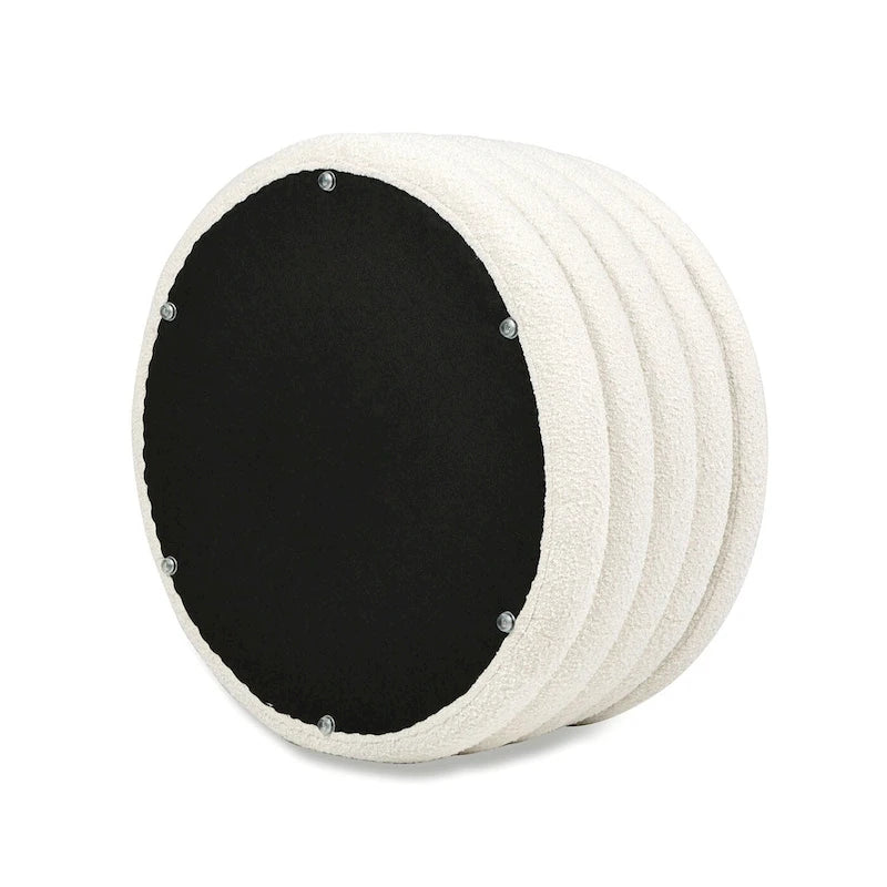 Fuji 36 Boucle Sherpa Round Upholstered Storage Cocktail Ottoman