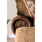 Causeuse Dhirendra en similicuir marron traditionnel par Furniture of America