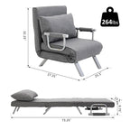 HOMCOM Small Futon Couch with Comfortable Fold Down Bed Surface for Guests, Adjustable Backrest Angles, & Stylish Design