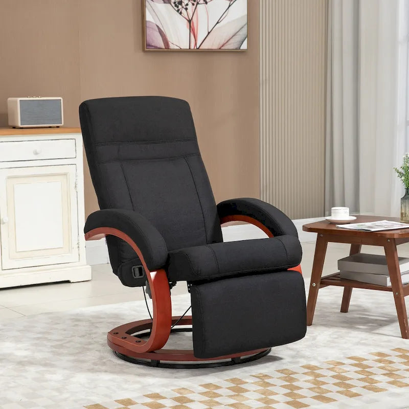 HOMCOM Manual Recliner Chair for Adults, Adjustable Swivel Recliner with Footrest