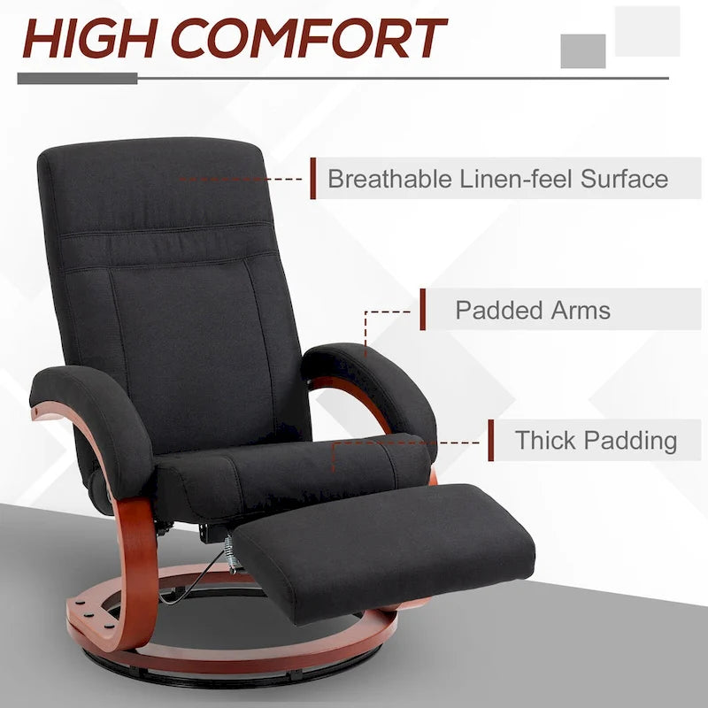 HOMCOM Manual Recliner Chair for Adults, Adjustable Swivel Recliner with Footrest