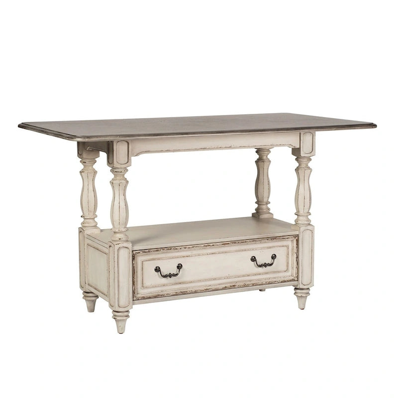 Table de rassemblement Magnolia Manor Antique White Weathered Bark