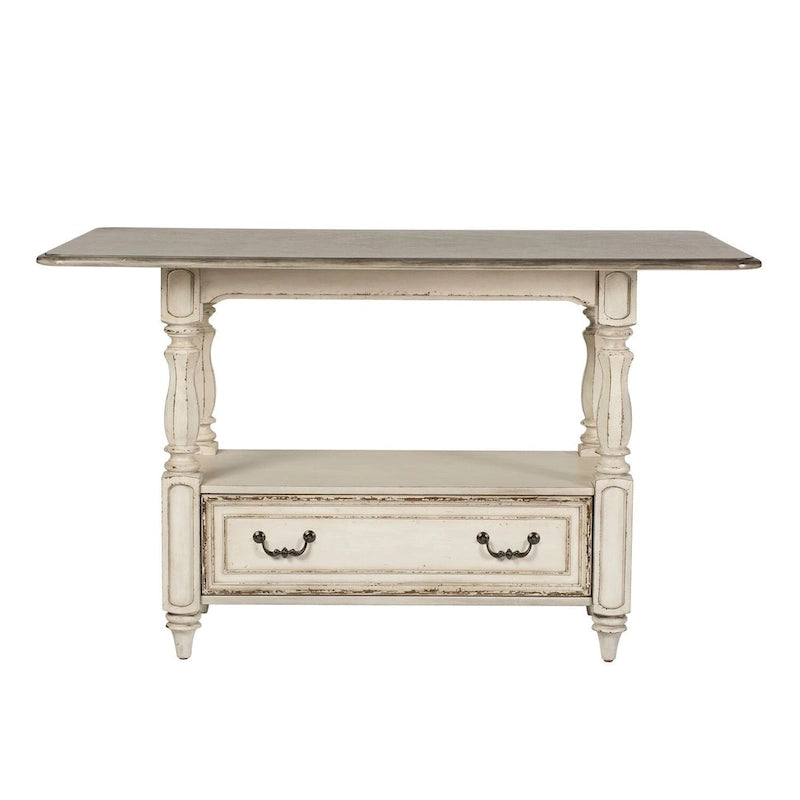 Table de rassemblement Magnolia Manor Antique White Weathered Bark