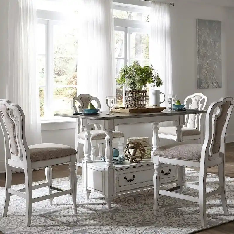 Magnolia Manor Antique White Weathered Bark Gathering Table
