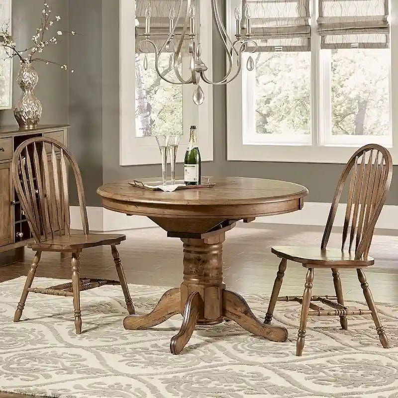 Table à piédestal Carolina Crossing en bois miel vieilli - Marron