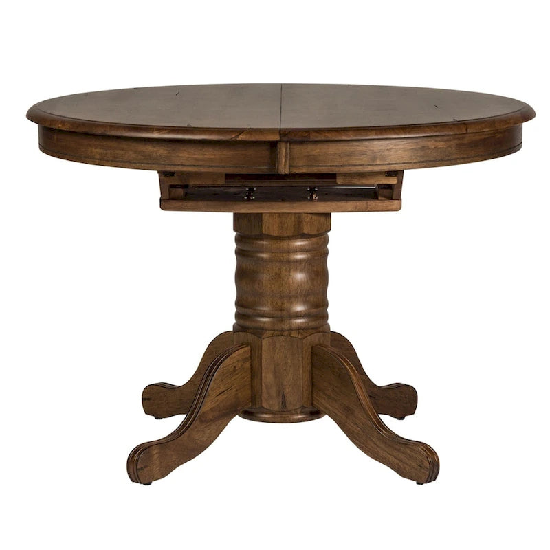 Table à piédestal Carolina Crossing en bois miel vieilli - Marron