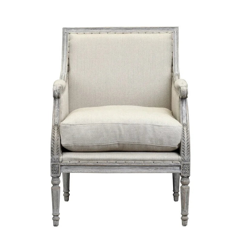 Burnham Home Designs Prentice Collection Off White Wood Arm Chair
