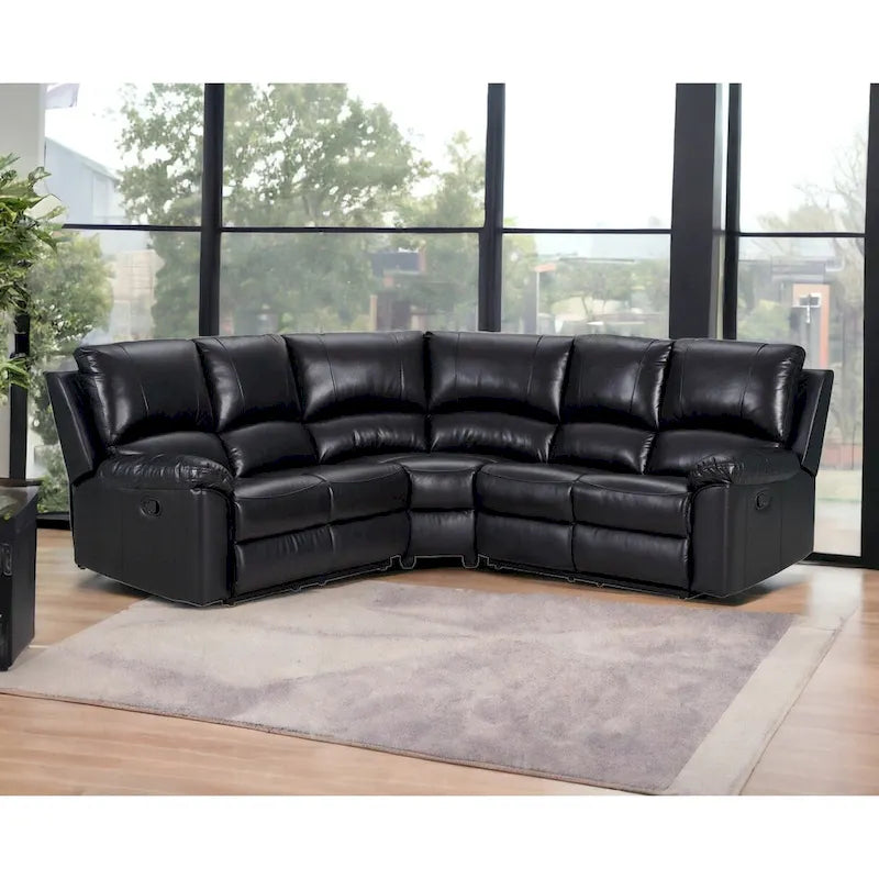 Canapé d'angle en U trois pièces inclinable HomeRoots en mélange de polyester noir - 80