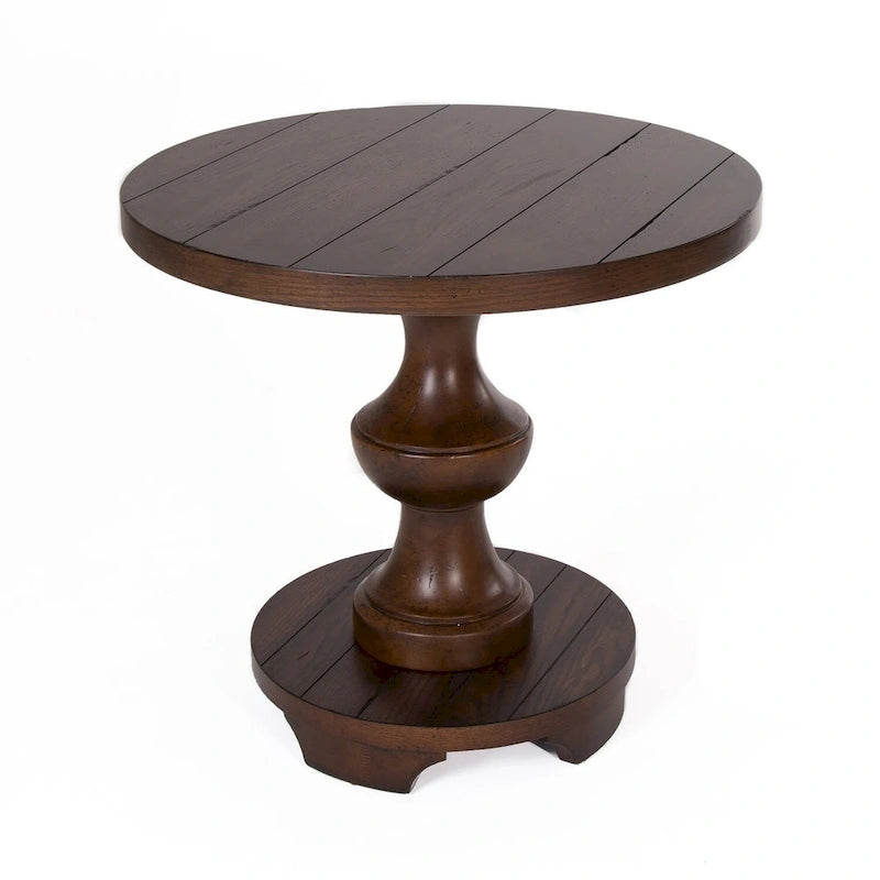 Table d'appoint ronde Sedona Kona Brown à plateau lattes chêne massif