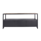Meuble TV Conner de 70 po en acier noir rustique et noyer foncé à 2 tablettes, par Furniture of America