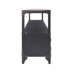 Meuble TV Conner de 70 po en acier noir rustique et noyer foncé à 2 tablettes, par Furniture of America