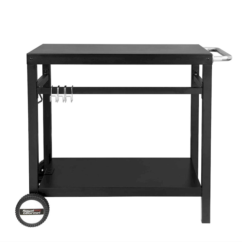 Desserte mobile de cuisine Royal Gourmet avec double étagère et poignée, noire