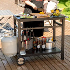 Desserte mobile de cuisine Royal Gourmet avec double étagère et poignée, noire