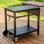 Desserte mobile de cuisine Royal Gourmet avec double étagère et poignée, noire