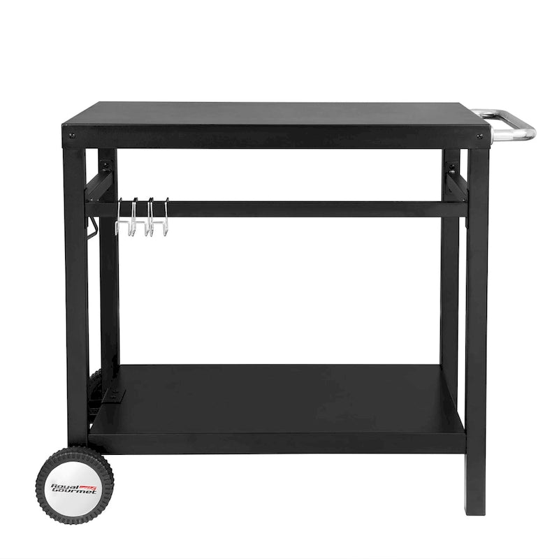 Desserte mobile de cuisine Royal Gourmet avec double étagère et poignée, noire