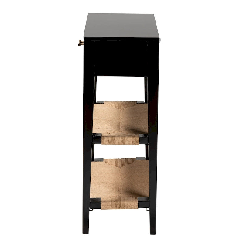 Console avec 1 tiroir en bois de bayur Freya Modern Bohemian - Noire