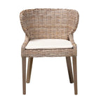 bali & pari Niesha Bohemian Grey Natural Kubu Rattan and Mahogany Wood Dining Chair