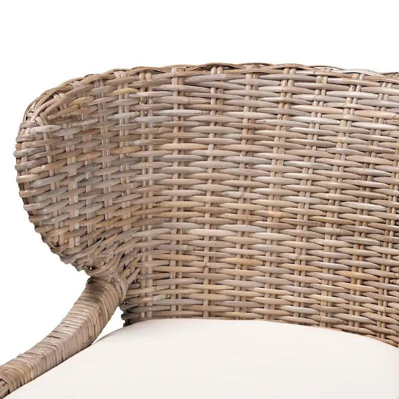 bali & pari Niesha Bohemian Grey Natural Kubu Rattan and Mahogany Wood Dining Chair