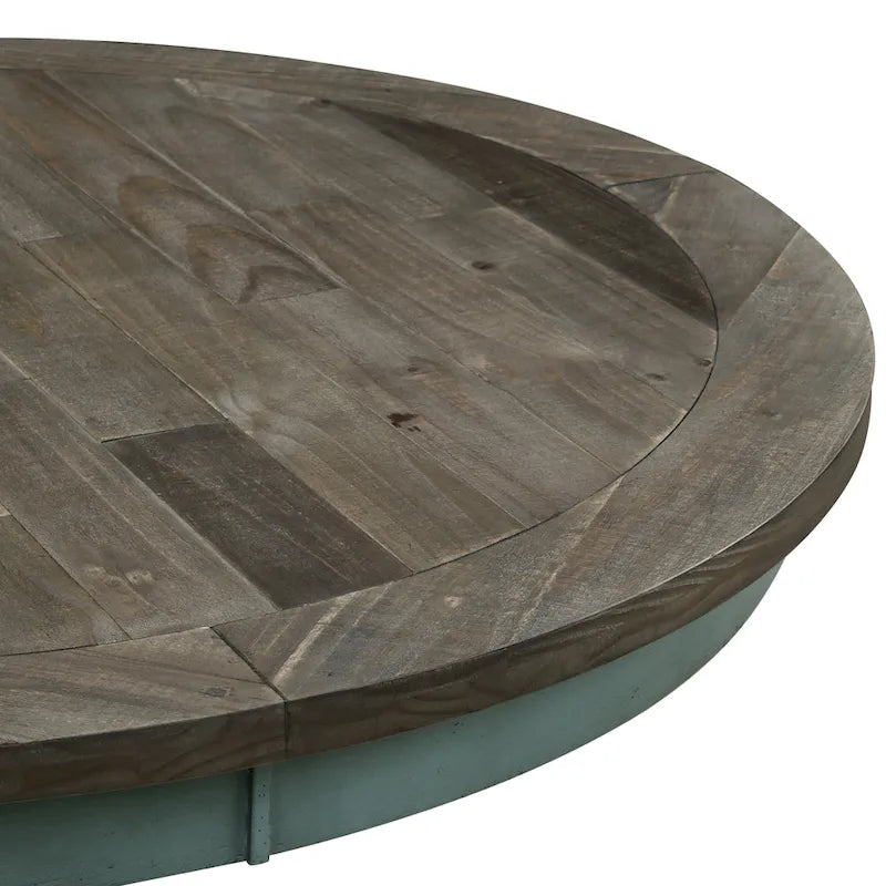 Table à manger ronde Roundhill Furniture Prato en bois bicolore bleu et marron