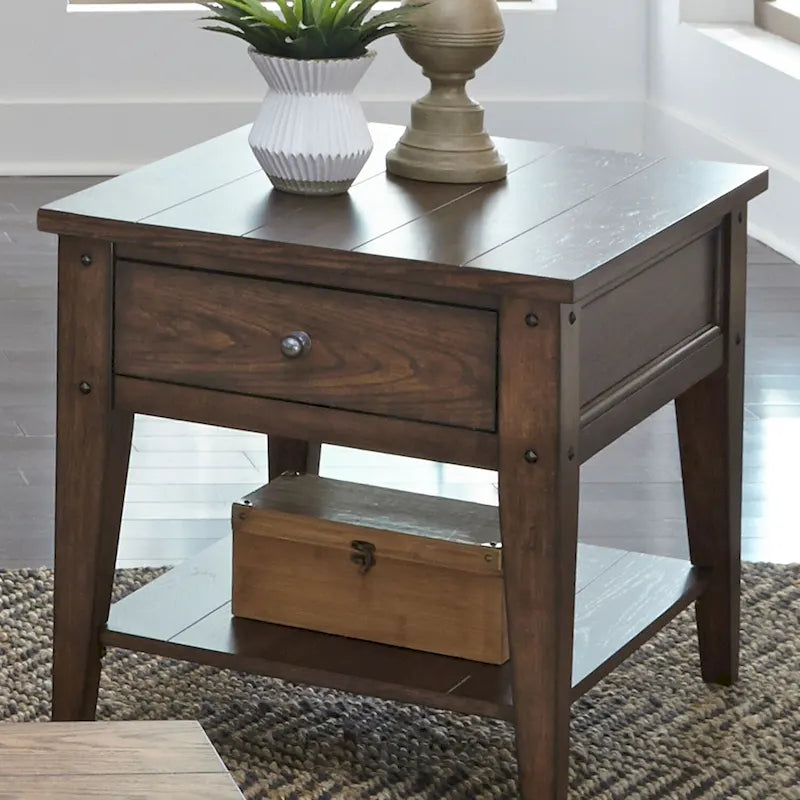 Table d'appoint Liberty Furniture Lake House en chêne brun rustique