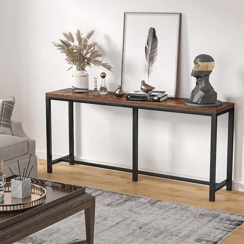 Console extra longue de 180 cm pour canapé, table d'entrée étroite