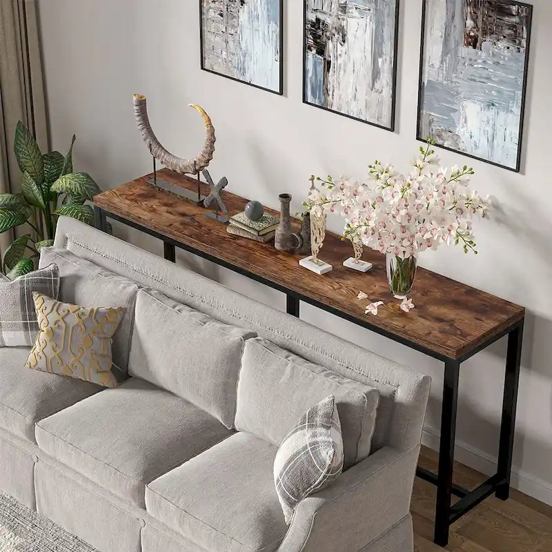Console extra longue de 180 cm pour canapé, table d'entrée étroite